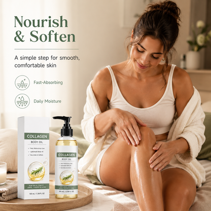 Collagen Body Oil, 100 mL / 3.38 fl oz Lightweight body OilCollagen BodyOil for Body & After Shower, Lightweight Moisturizing BodyOil for Women and Men (100ML-1PKCollagen Body Oil)
