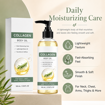Collagen Body Oil, 100 mL / 3.38 fl oz Lightweight body OilCollagen BodyOil for Body & After Shower, Lightweight Moisturizing BodyOil for Women and Men (100ML-1PKCollagen Body Oil)